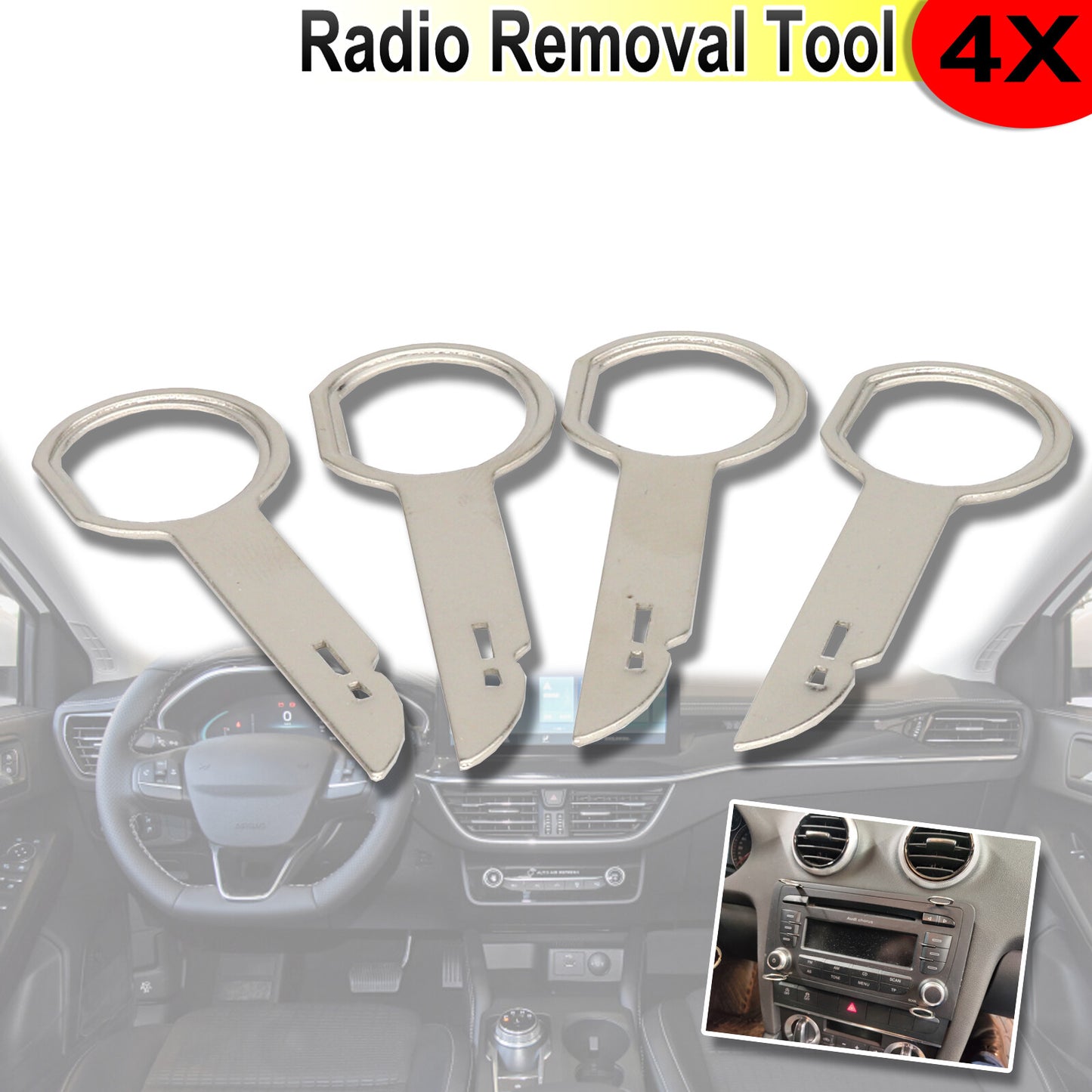 2 Pair Car Radio Stereo Release CD Removal Key Tool for Ford Focus Fiesta C-Max