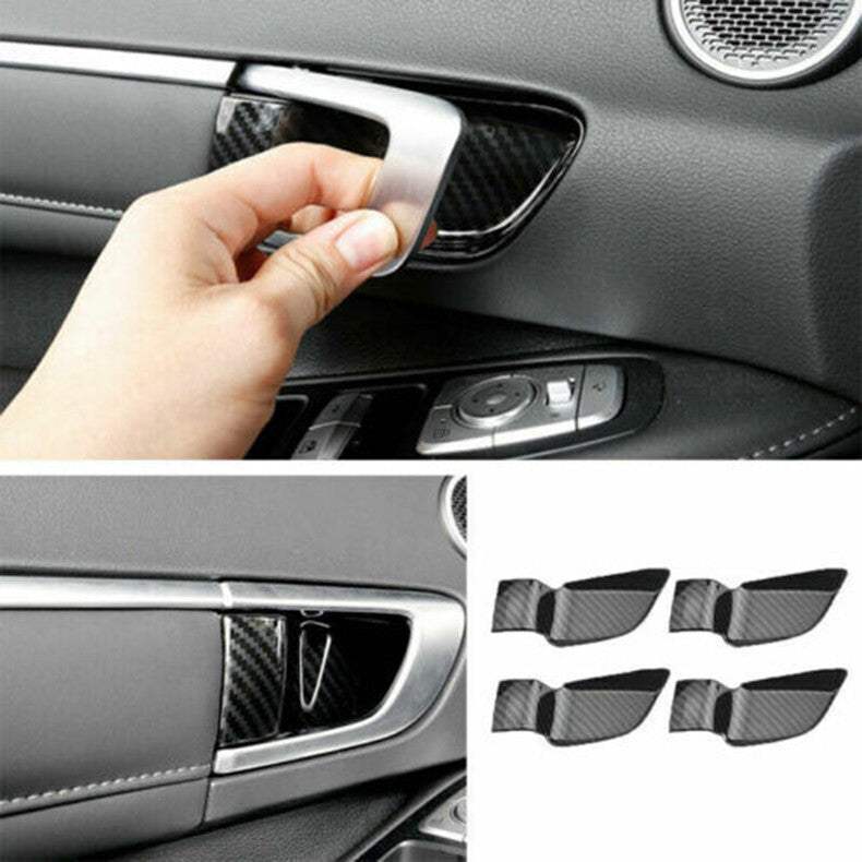 for Hyundai Sonata 2020-2023 Carbon Fiber Interior Door Bowl Cover decor Trim 4x