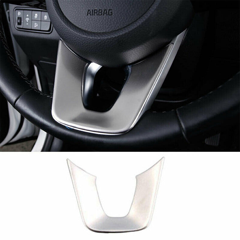 for Kia Seltos 2020-2023 Silver steel Car Steering Wheel U Type Frame Cover Trim