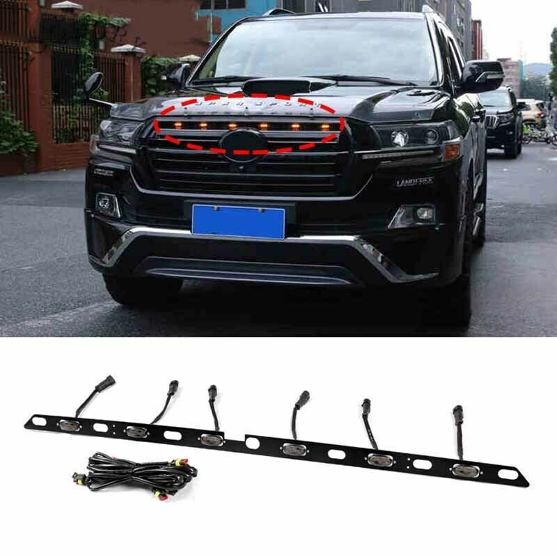 LED Style Front Bumper Grille Light Bars Decor for Land Cruiser 2016-2021