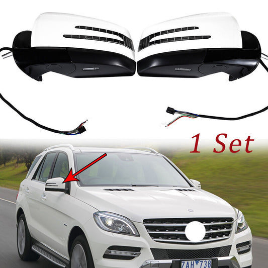 Pair Side Door Mirror White Fit for Mercedes-Benz M GL class ML63 ML350 2005-11