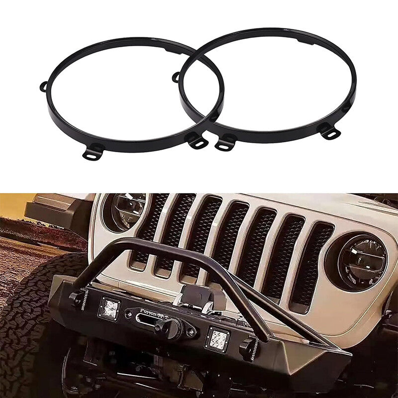 Headlight Mounting Bracket Ring Black Round for Jeep for Wrangler JK JKU 07-17