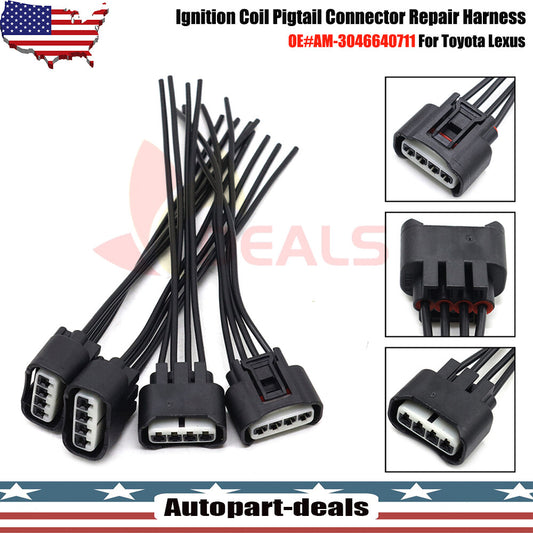 4x Ignition Coil Connector Plug Harness for Toyota for Camry Highlander Lexu HS250h