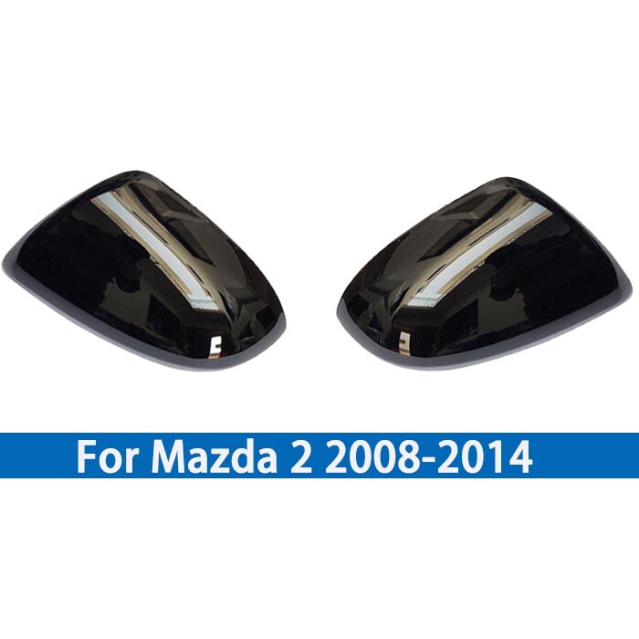 1 Pair Side Wing Door Mirror Cover Cap Casing Silver Fit for Mazda 2 Black