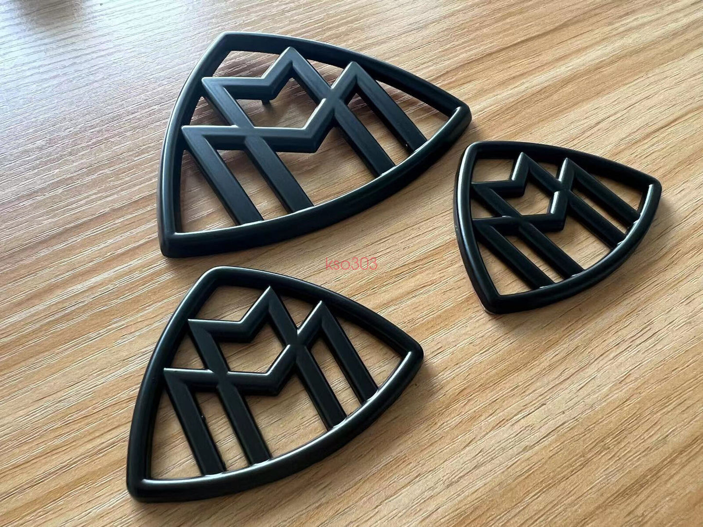 Black for Maybach Set Fender Side Rear Trunk Emblems Badge For S Class