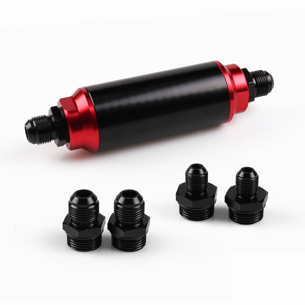 AN6 AN8 AN10 Inline 44mm Fuel Filter High Flow 100 Micron Cleanable Billet