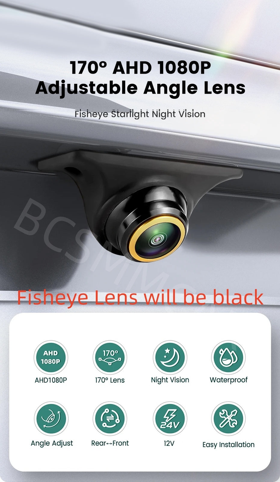 HD Car Rear View Reverse Camera AHD Parking Backup Cam Fisheye Lens Cam 170¡ã