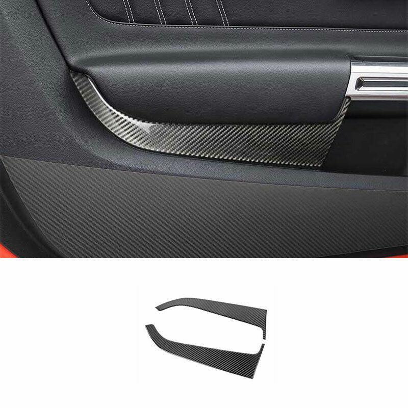 for Ford for Mustang 2015-2022 Carbon Fiber Inner Door Panel Trim Cover Strip 2PCS