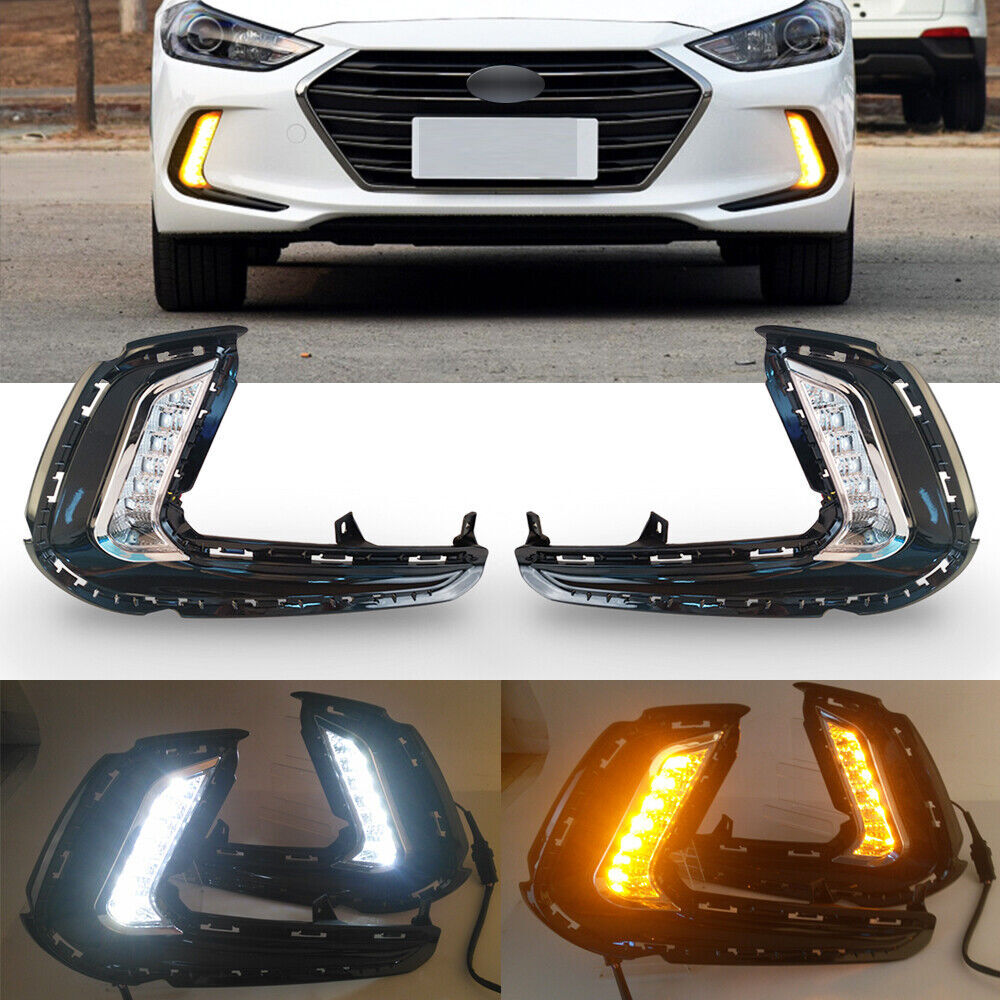 for Hyundai for Elantra LED DRL Daytime Running Fog Light Turn Signal Lamp 2017 2018