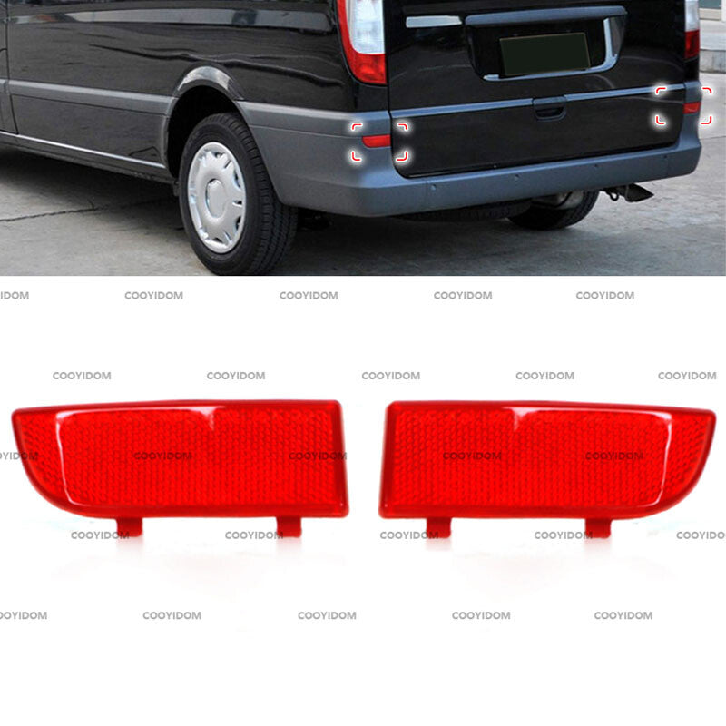 Pair Rear Bumper Reflector Light Cover for Mercedes-Benz Vito Viano W639 2003-14
