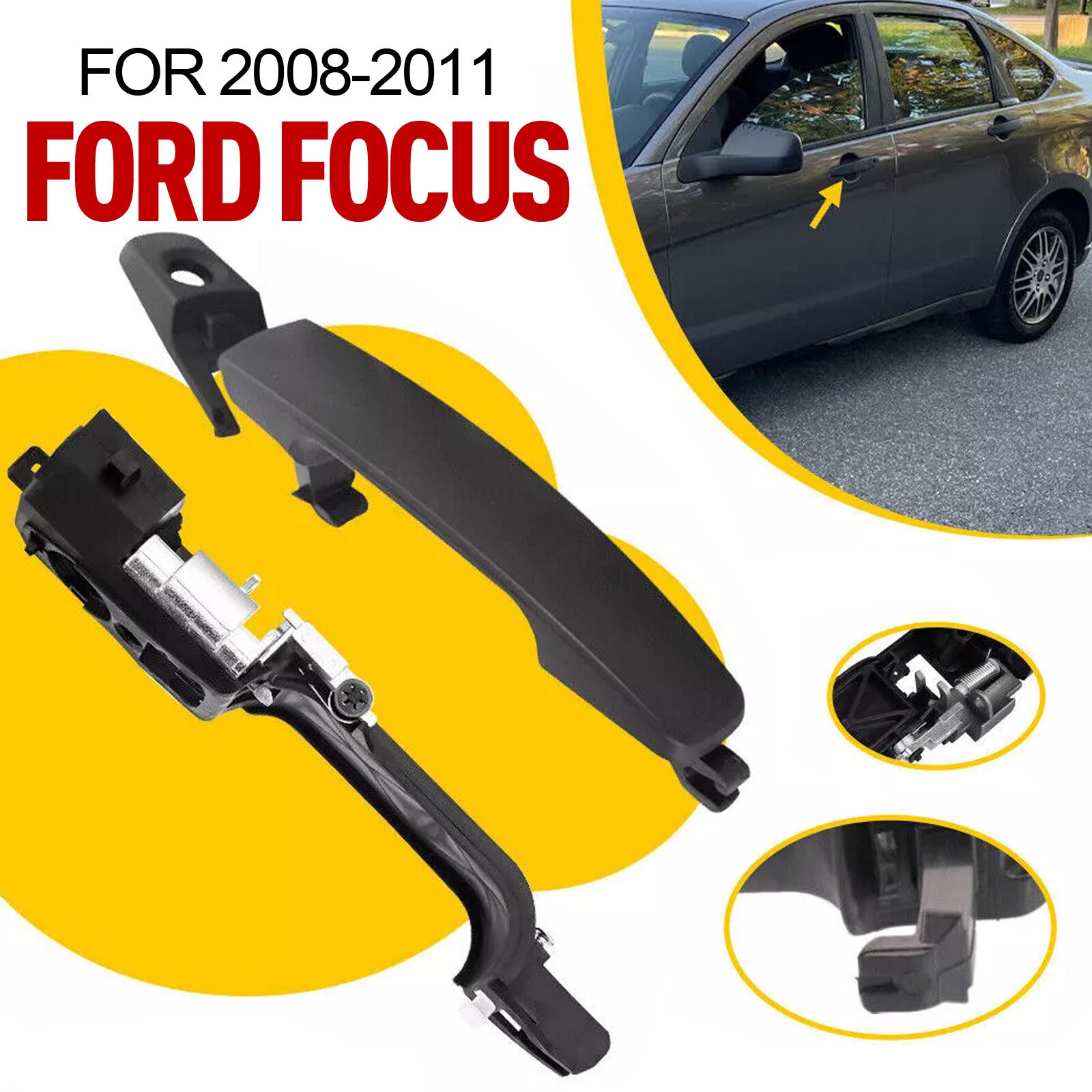 Exterior Door Handle Front Left Driver Side Replacement for Ford Focus 2008-2011