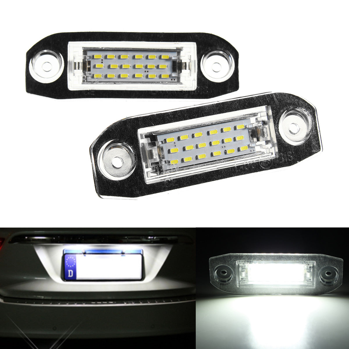 2X for Volvo S80 S60 V60 V50 S40 XC90 V70 C70 License Number Plate Light Lamp