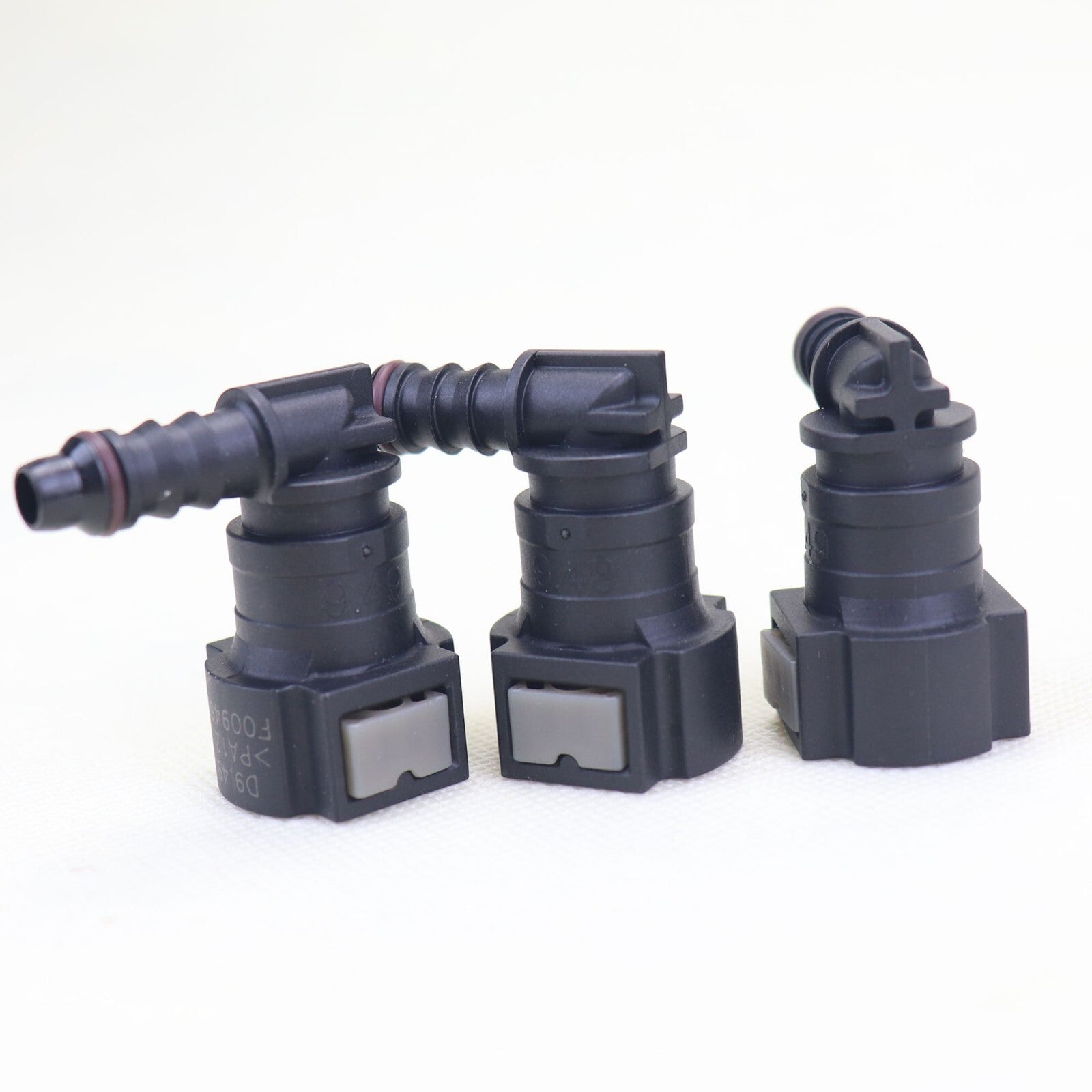 3-pack 90 Deg elbow SAE 9.49 fuel line quick release connector nylon hose ID 1/4
