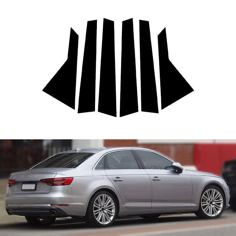 Piano Black Pillar Post Door Window Molding Strip Trim for Audi A4 B9/8W 2017-23