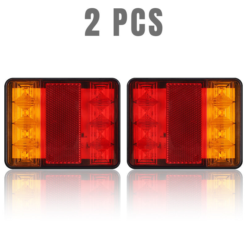 8LED Square Car Trailer Truck Tail Light Brake Stop Turn Signal Lamp Indicator
