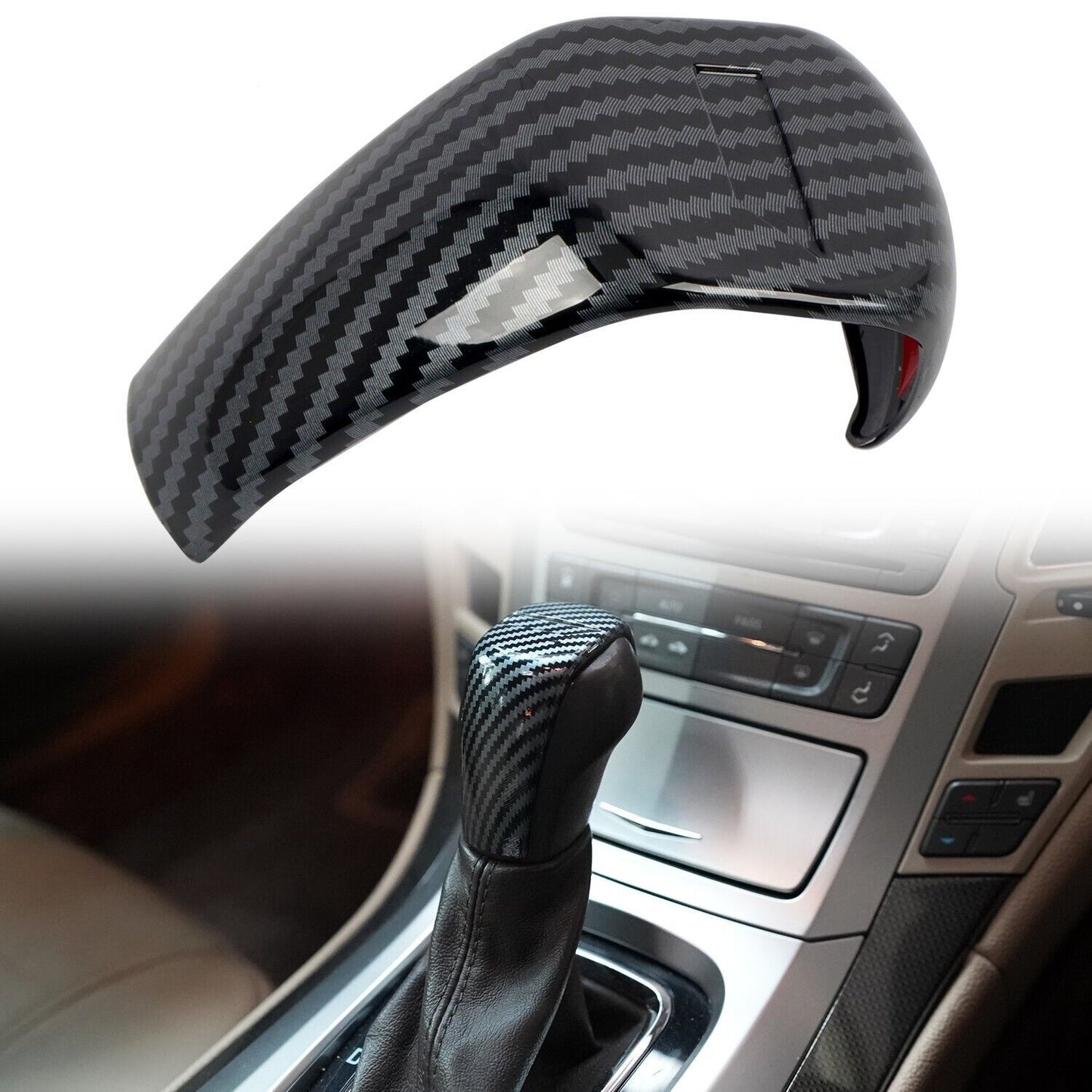 for Cadillac CTS 2008-2013 Carbon Fiber Look Car Shift Button Cover Trim