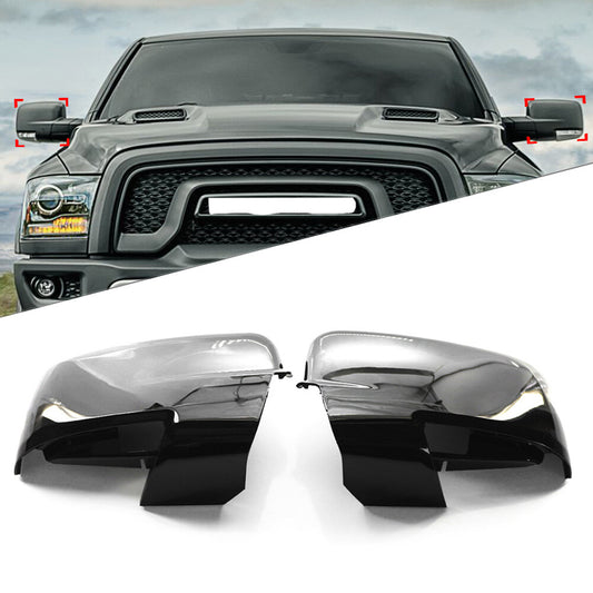 for Dodge for Ram 1500 2013-18 Pair Black Mirror Covers W/ Bottom Turn Signal Cutout
