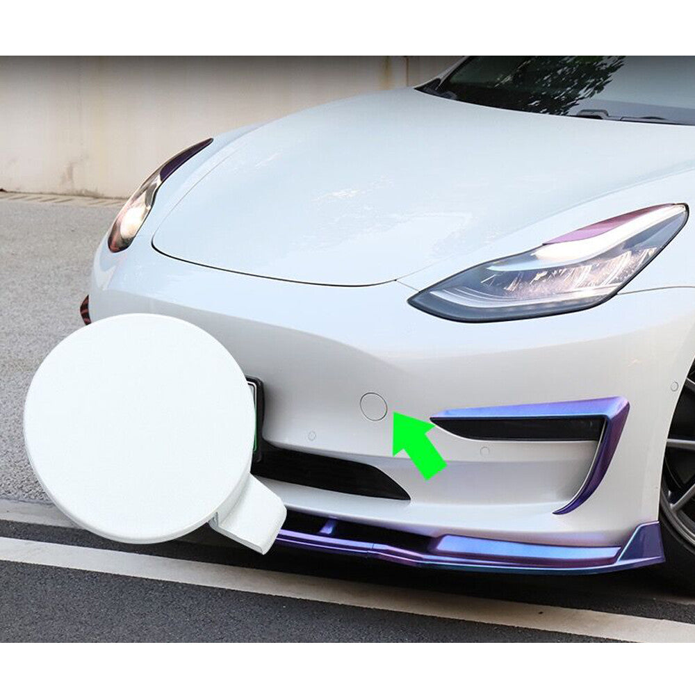 Front Bumper Tow Trailer Eye Cap Tow Hook Cover for Tesla for Model Y 2020-22 White