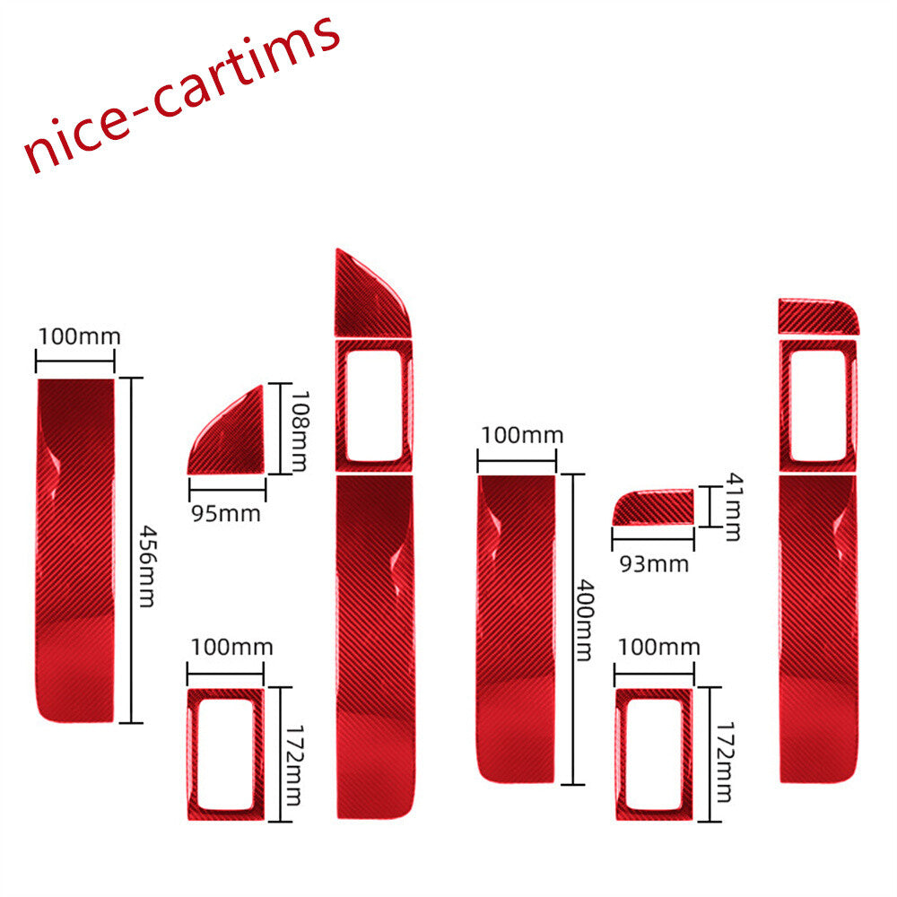 12Pcs Red Carbon Fiber Interior Side Door Panel Trim Kit for Ford F150 2009-2014