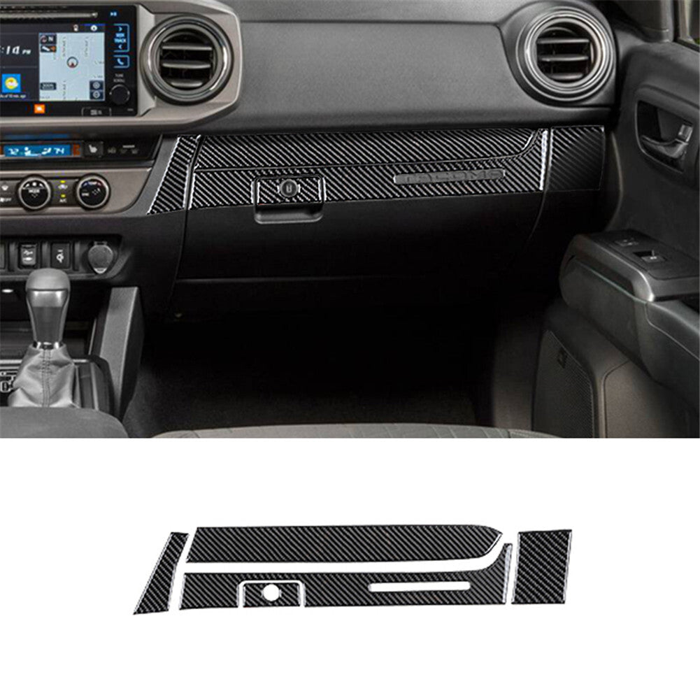 5Pcs Carbon Fiber Interior Glove Box Kit Cover Trim for Toyota Tacoma 2016-2021