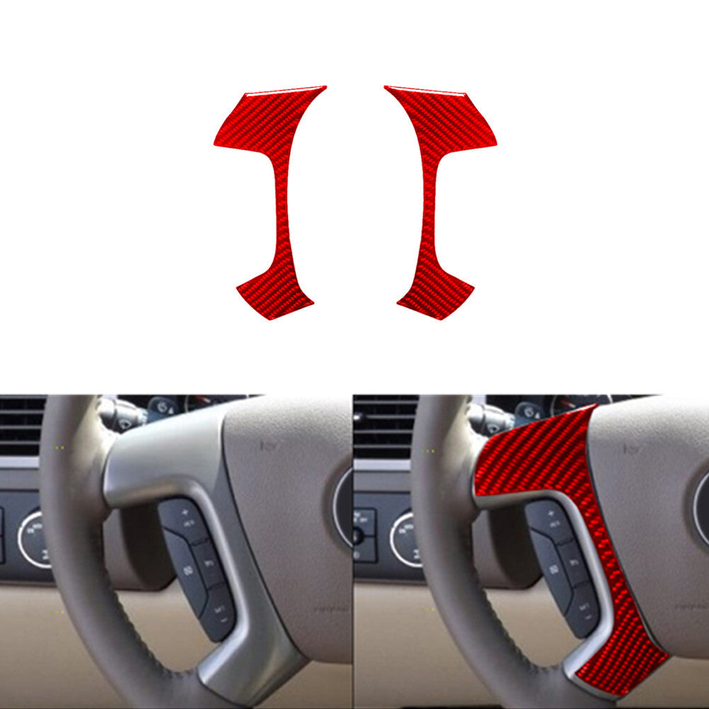 2X Red Carbon Fiber Steering Wheel Cover Trim For Silverado/tahoe/ for sierra 2007-14
