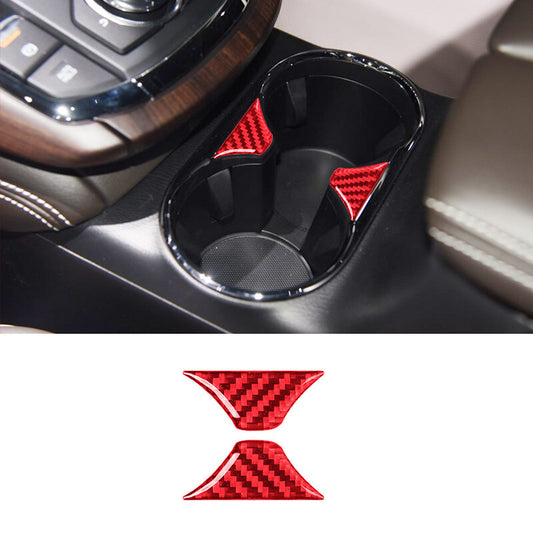 Red Carbon Fiber Interior Central Cup Holder Cover Trim for Mazda CX-9 2016-2022