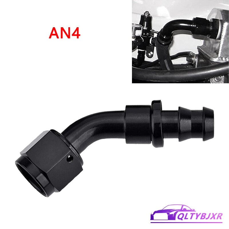4AN AN4 45 Degree Push-On Hose End Fittings/Adapters Push Lock Barb Black