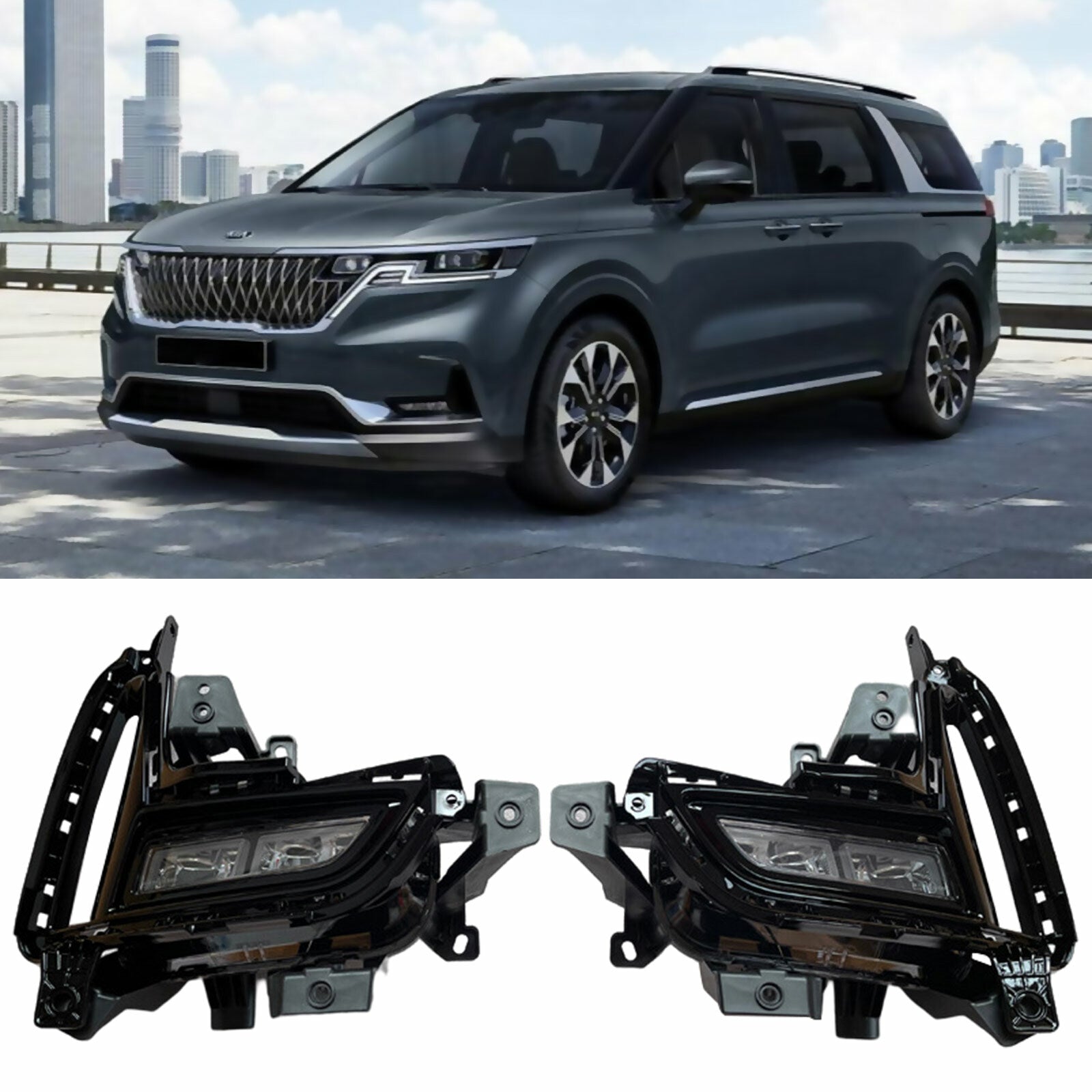 LED Front Pump Fog Light Kit with Daytime Running Lights for 2022 for Kia Fiesta - One Pair
