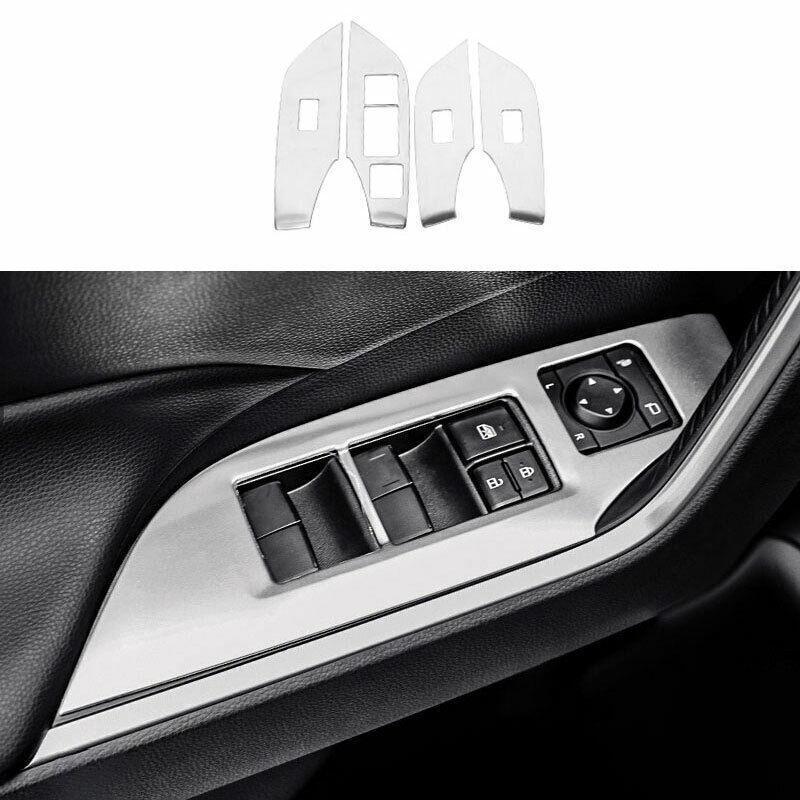 Silver Steel Glass Window Lifting Panel Decoration Fit for Toyota RAV4 2019-2023