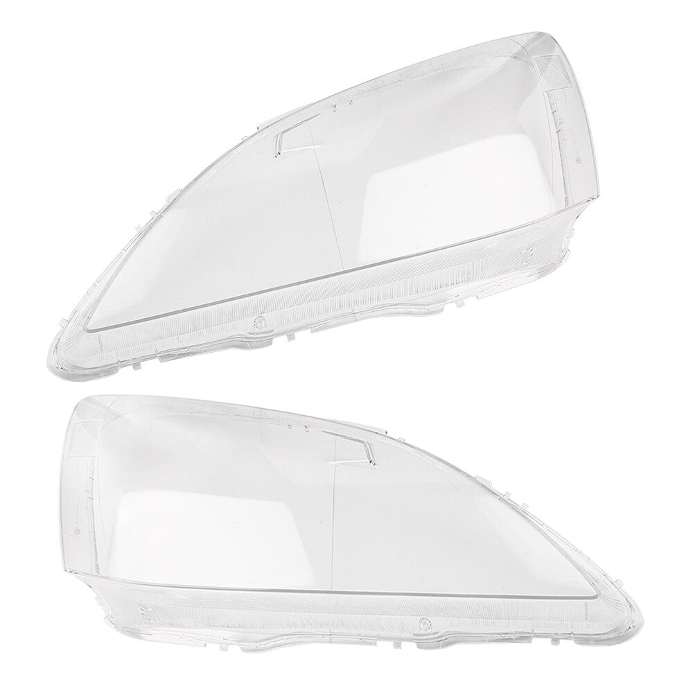A pair of R+L headlight lenses with transparent front light covers for Honda Accord 2003-2007 models.