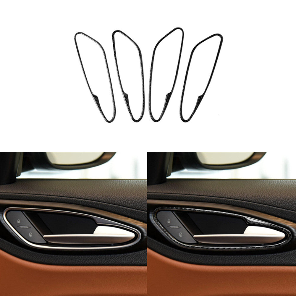 4X Carbon Fiber Interior Door Handle Cover Trim for Alfa Romeo Giulia 2017-2019