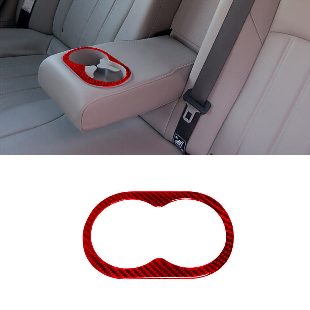 Red Carbon Fiber Rear Watercup Holder Panel Cover Trim for Chrysler 300 2005-07