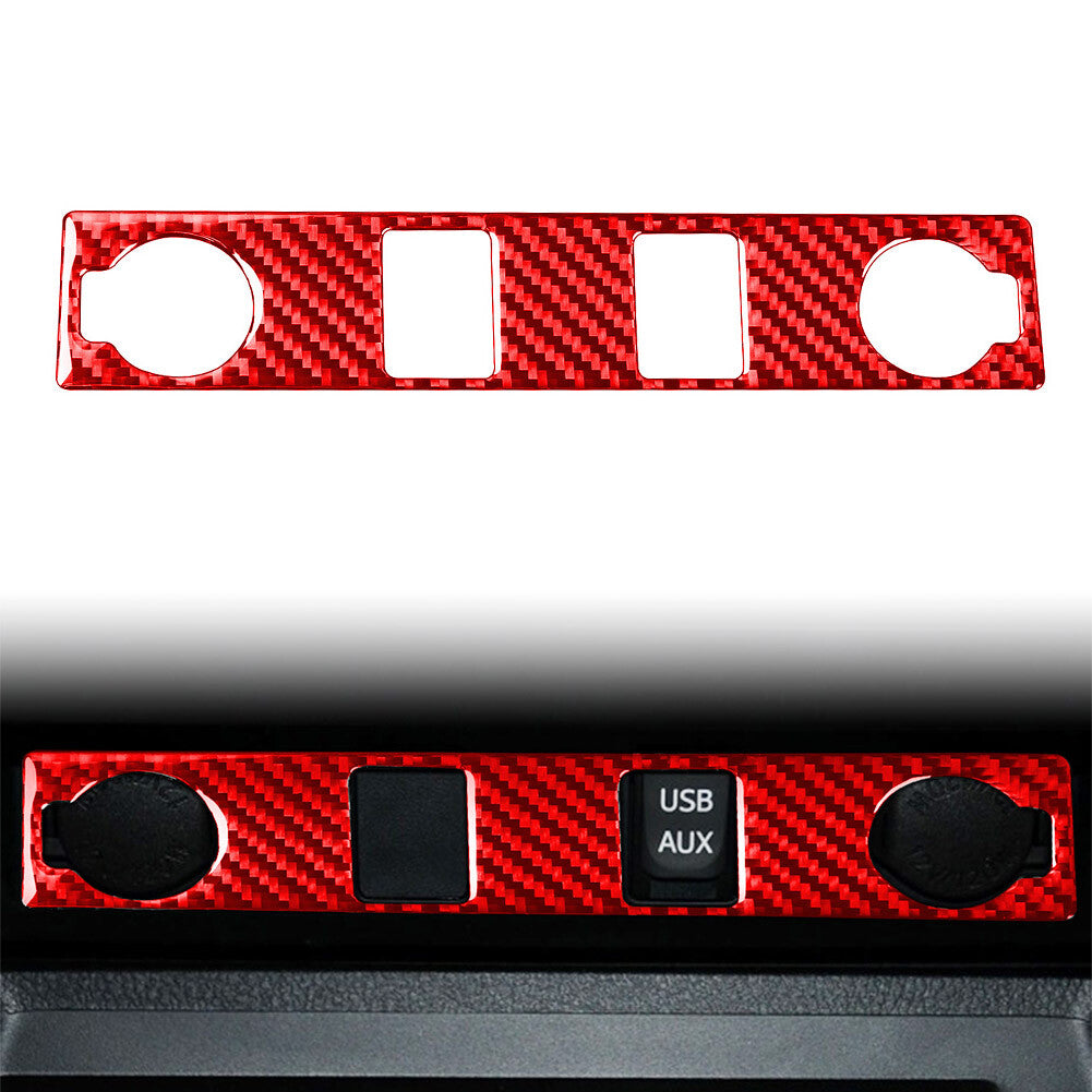 Cigar Lighter Panel Cover Trim for Toyota Tundra 2014-2021 Red Carbon Fiber Look
