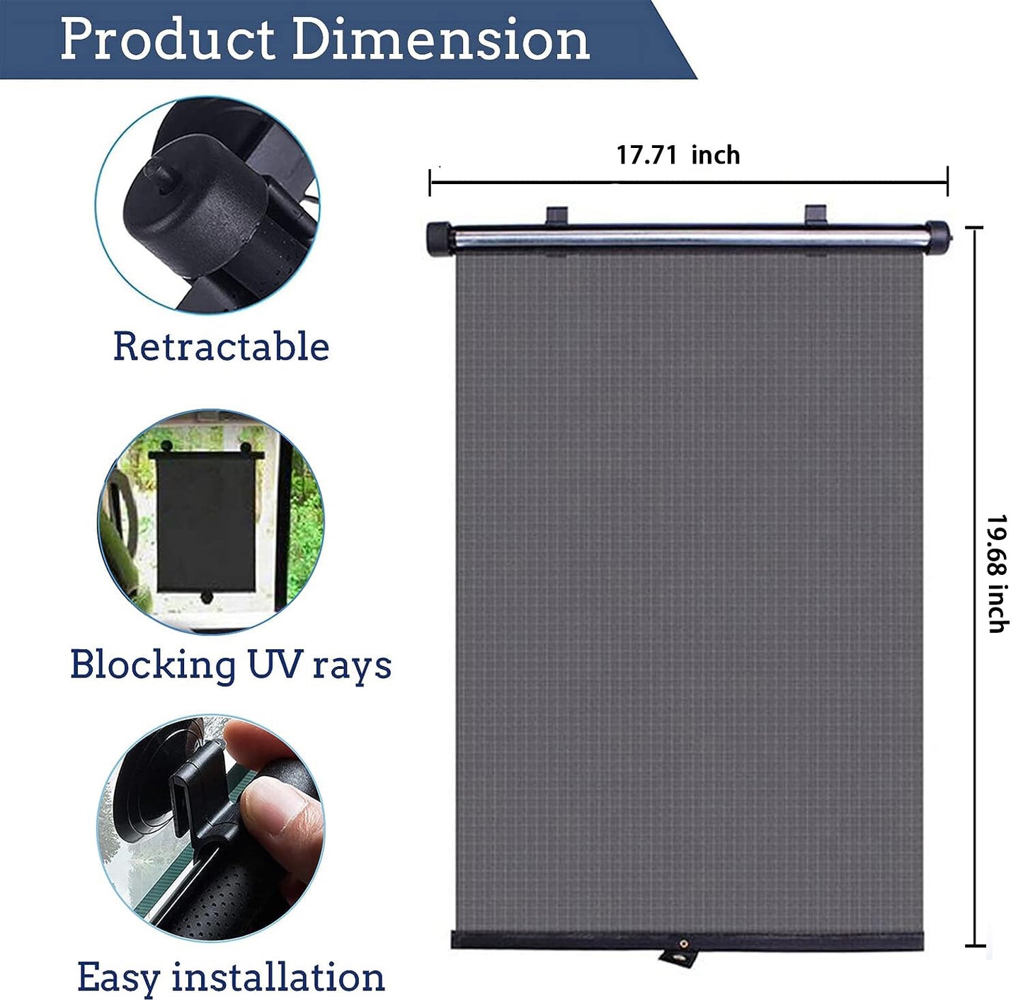 2Pcs Retractable Car Auto Side Window Baby Sun Shade Shield Roll Cover 4550CM