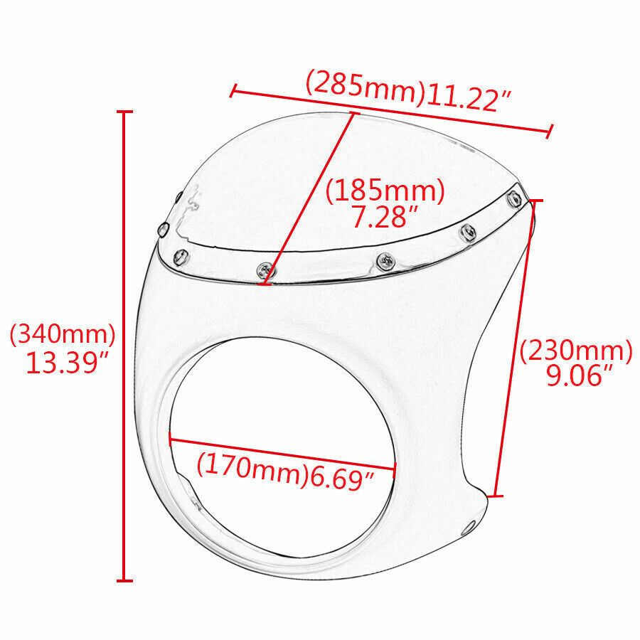 Motorcycle 7-inch headlight diffuser windshield suitable for retro Cafe Racer - Universal