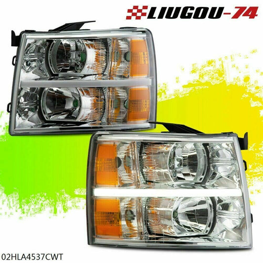 Suitable for 07-14 for Chevrolet Silverado LED DRL strip chrome/amber corner lights L