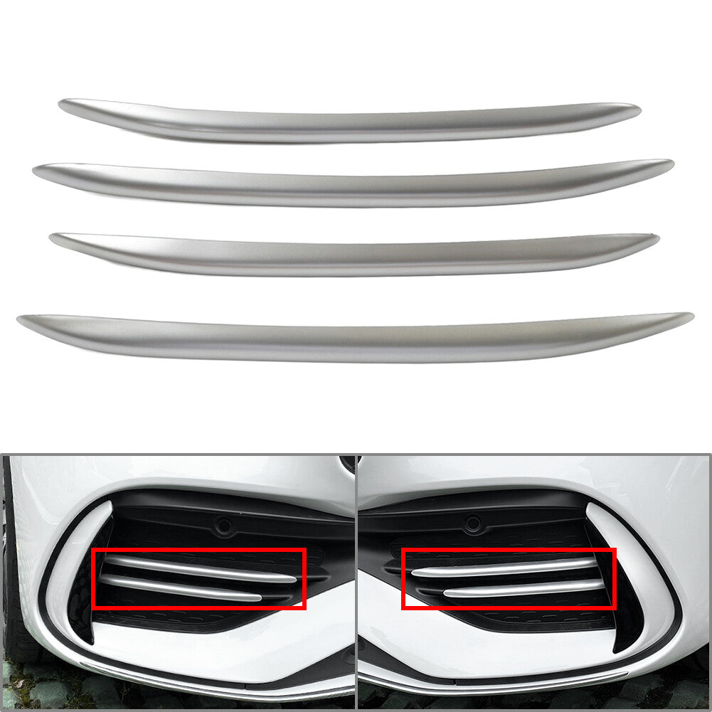 Front Bumper Splitter Fins Body Spoiler Canards Set for Benz C-Class W206 Silver