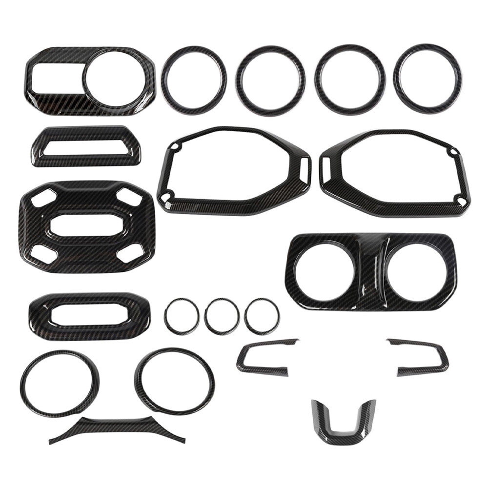 21x Carbon Fibre Interior Decoration Cover Trim Kit for Jeep for Wrangler JL JLU 18+