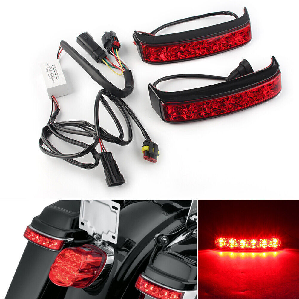 for Harley 2014-19 Saddlebag Run/Brake/Turn Tail Light Black Housing LED Red Len