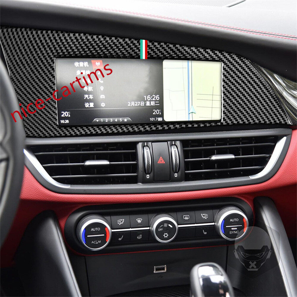 Carbon Fiber Multimedia Display Screen Panel Cover for Alfa Romeo Giulia 2017-21