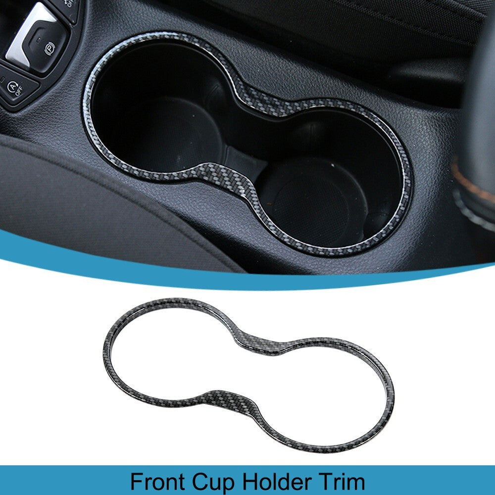 Front Water Cup Holder Ring Cover Trim for Jeep Compass 2017-2020 Carbon Fiber