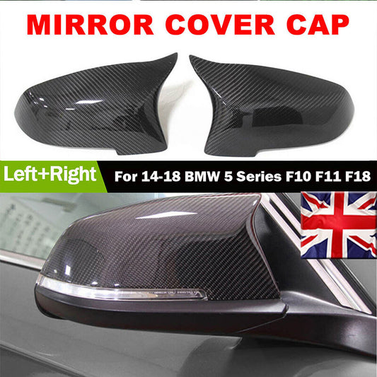 2xWing Mirror Cover Cap For 2014-18 for BMW 5 Series F10 F11 F18 LCI Carbon Fiber UK