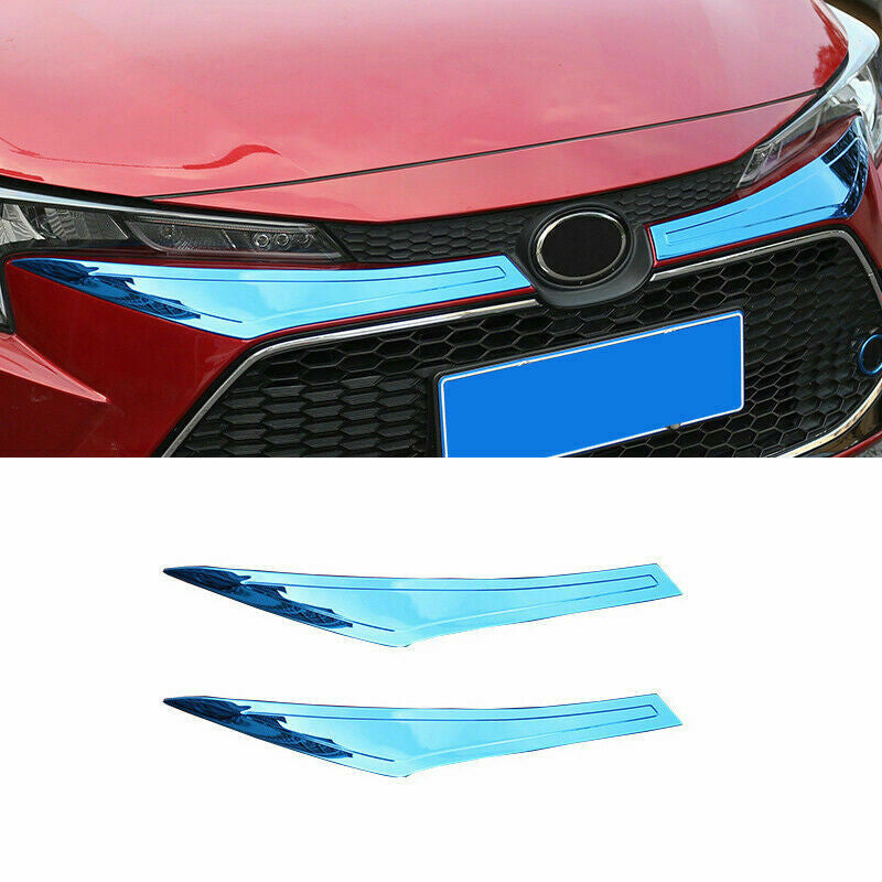 2X for Toyota for Corolla 2019-2023 Blue Stainless Front Bumper Center Grille Mess