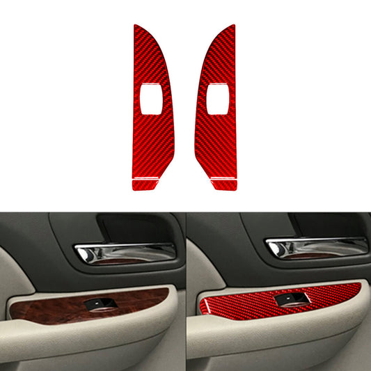 4X Red Carbon Fiber Rear Door Control For Silverado/tahoe/ for sierra 2007-14 Type B