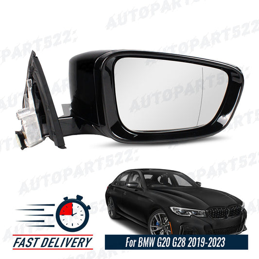 Right Passenger Side Mirror with Camera for BMW G20 G28 2019-2023 Black 9 Pins