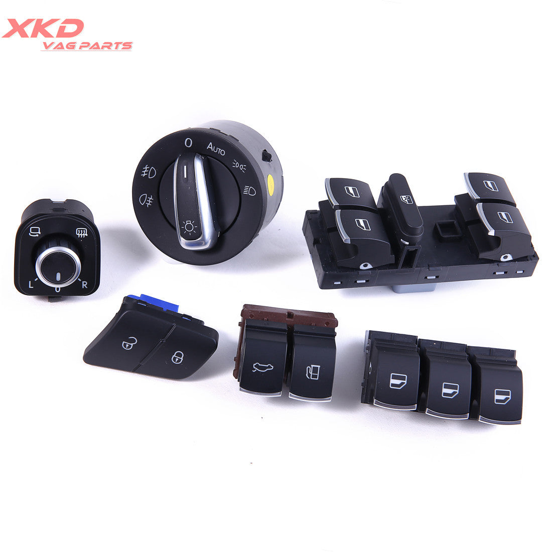8-piece chrome alloy headlight, side mirror, and trunk release switch suitable for Volkswagen for Passat B6 3C R36
