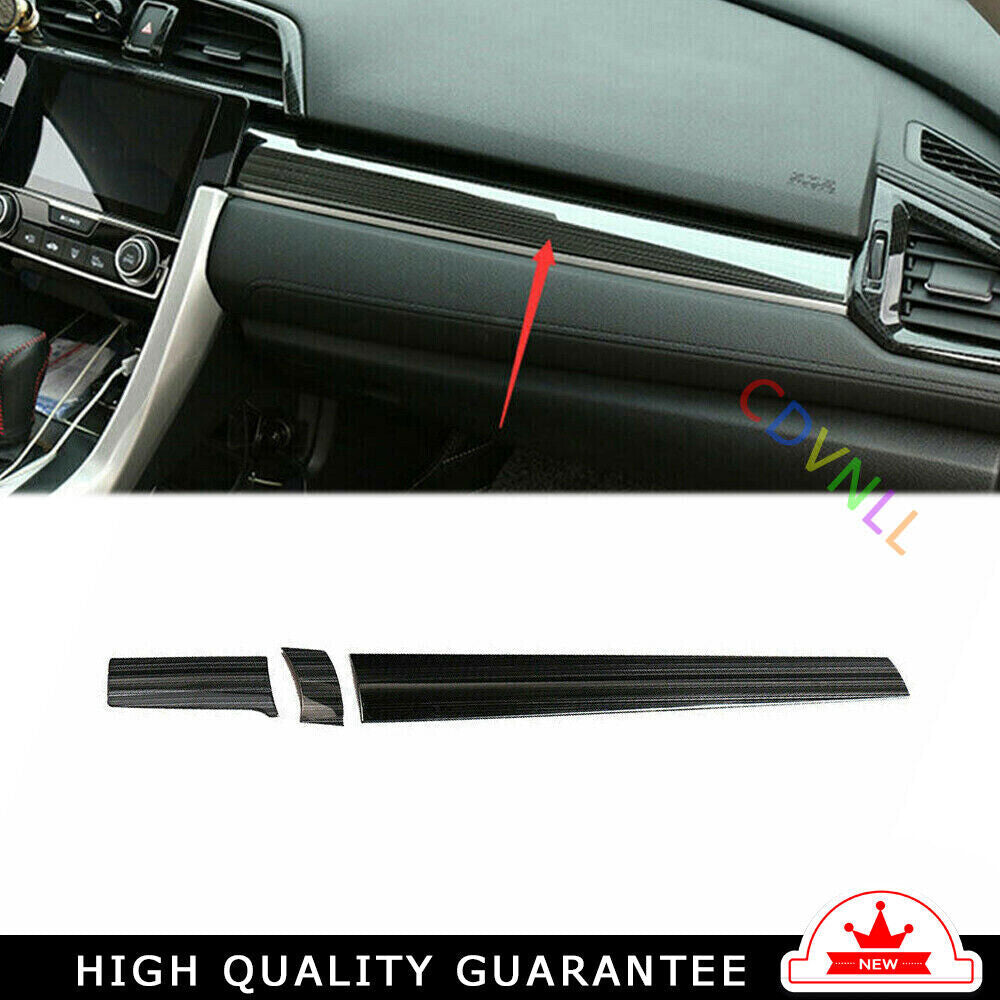 Middle Console Dashboard Strip Trim 3X for Honda for Civic 2016-2021 Black Titanium