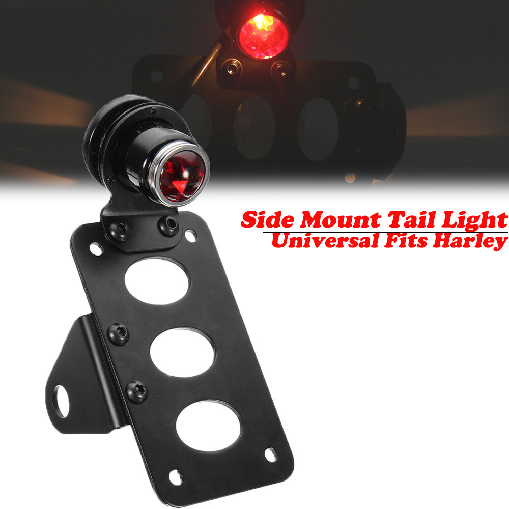 Side-mounted taillight and license plate bracket for motorcycles suitable for Harley Chopper Bobber