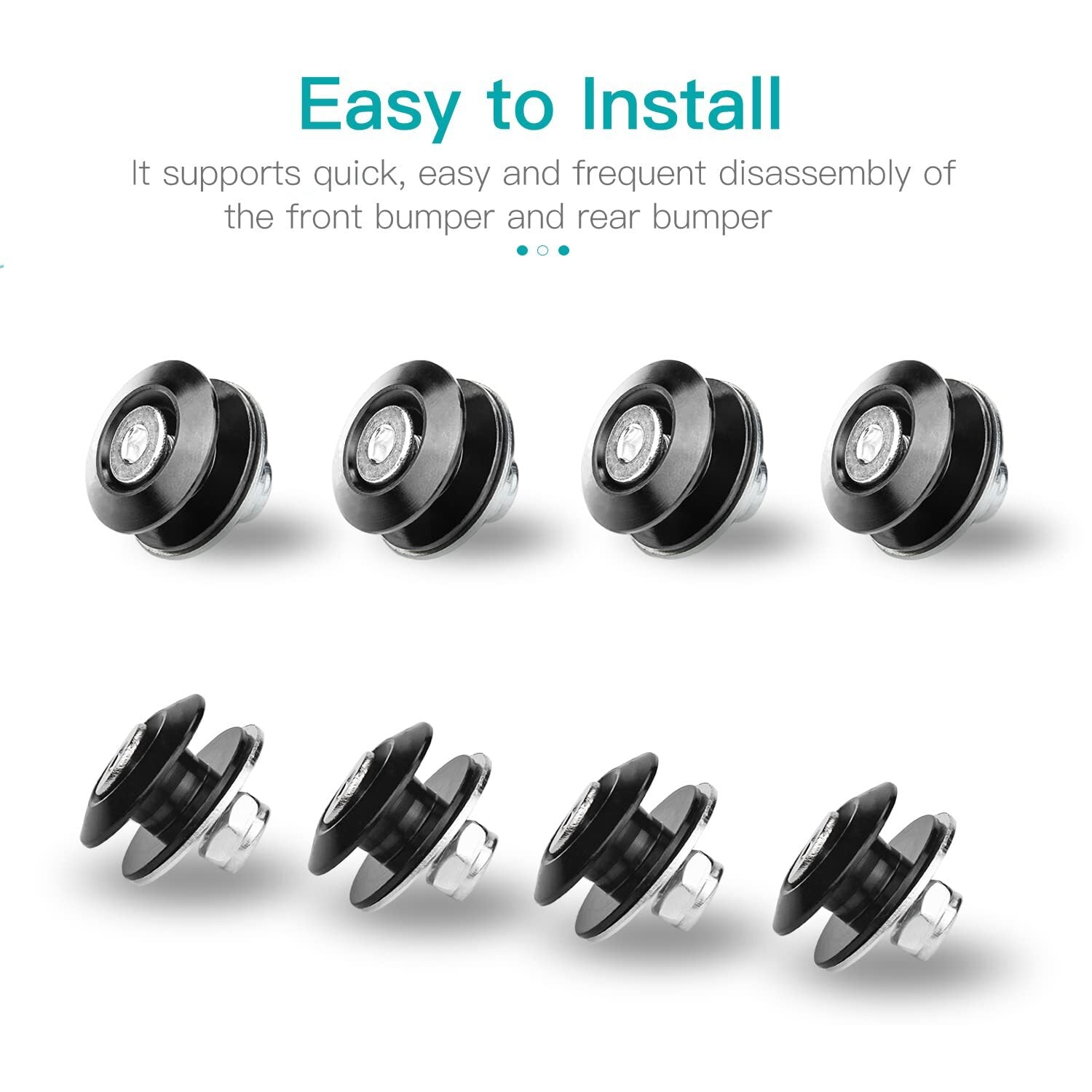 8-Piece Car Bumper Quick Release Front and Rear Bumper Fasteners, Trunk Mudguard Clips (Black)