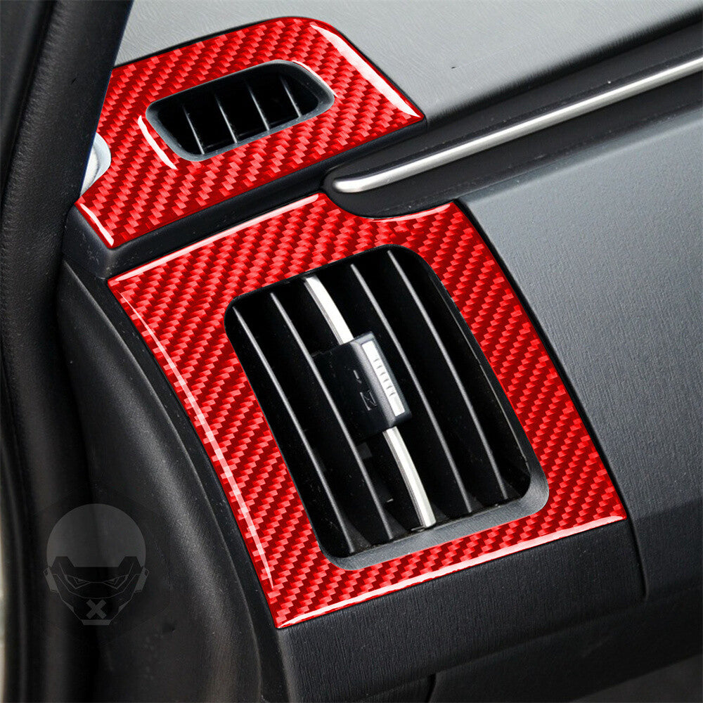 For Toyot@ Prius 2012-2015 RHD Side Air Vent Outlet Panel Cover Red Carbon Fiber